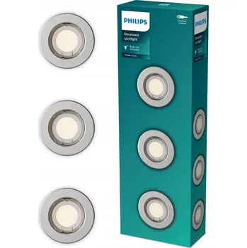 Bodové svítidlo 3x Halogenové podhledové svítidlo LED GU10 NIKIEL Peridot Philips