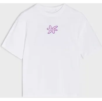 Dívčí oblečení Sinsay - Bavlněná košilka s potiskem - bílá - 297GW-00X - 297GW-00X-140