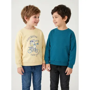 Chlapecké oblečení Sinsay - Mikiny crewneck s podílem bavlny 2 pack - béžová - 814HR-02X - 814HR-02X-110