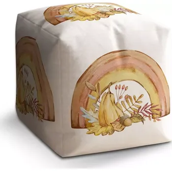 Taburet Sablio Taburet Cube Podzimní duha: 40x40x40 cm