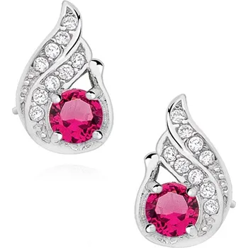 Náušnice Olivie Stříbrné náušnice s rubínovým zirkonem 3973 Ag 925; ≤1,8 g