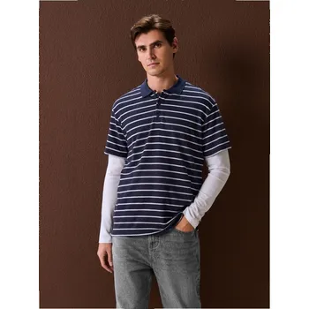 Oblečení a móda Sinsay - Proužkované polo tričko - námořnická modrá - 355HZ-59X - 355HZ-59X-3XL