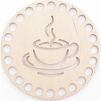 Dřevěné víko kruh, 10 cm, vzor 19 - šálek