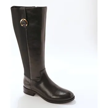 Dámské kozačky Kožené vysoké kozačky pro širší lýtka černá 41