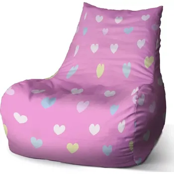 Sedací pytel Sedací vak Bean Srdce na růžové - Sablio - 100 x 90 x 45 cm
