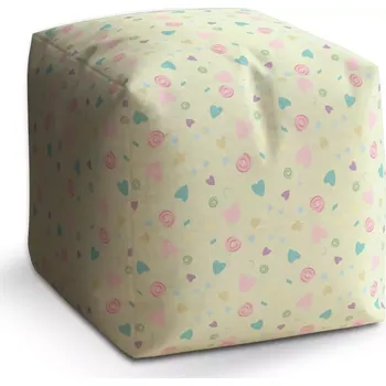 Taburet Sablio Taburet Kostka Srdíčka a spirály: 40x40x40 cm - Sablio