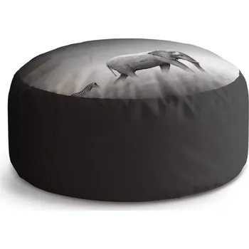 Taburet Sablio Kulatý taburet Circle Slon a zebra: 38x48 cm - Sablio