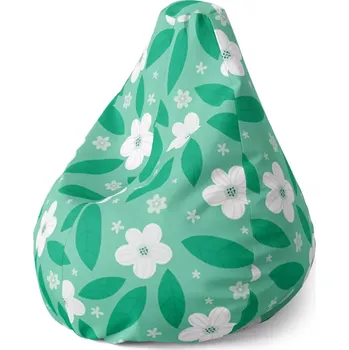 Sedací pytel Sedací vak Pear Bílé květy s lístky - Sablio - 140 x 100 x 25 cm