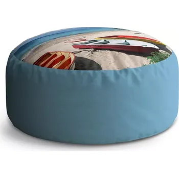 Taburet Sablio Kulatý taburet Circle Loďky na pláži: 38x48 cm - Sablio