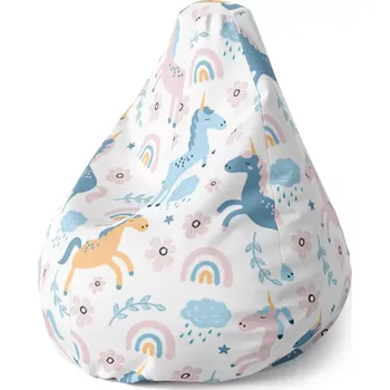 Sedací pytel Sedací vak Pear Duhoví jednorožci - Sablio - 140 x 100 x 25 cm