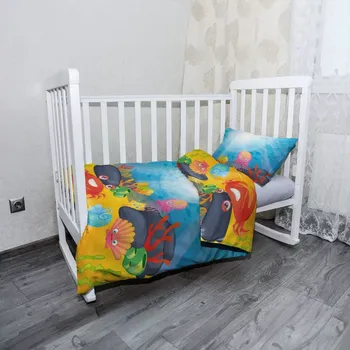 Povlečení Sablio Mikroplyšové povlečení do dětské postýlky Podmořský svět - 100x135 / 40x60