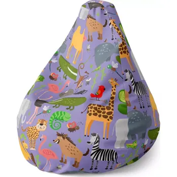 Sedací pytel Sedací vak Pear Animované safari - Sablio - 70 x 95 x 15 cm