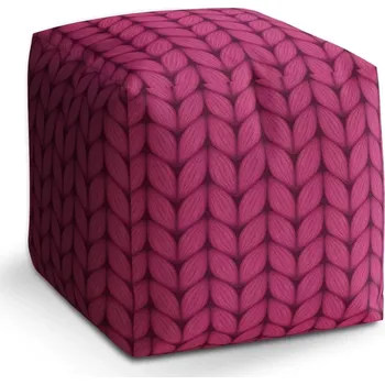 Taburet Sablio Taburet Kostka Pletení ve fuchsiové barvě: 40x40x40 cm - Sablio