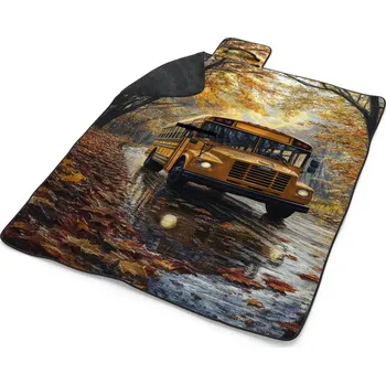 deka Sablio Plážová deka Žlutý školní autobus: 200x140 cm