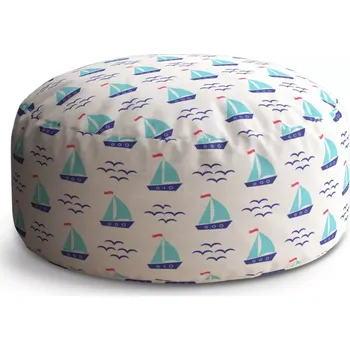 Taburet Sablio Kulatý taburet Circle Modré lodičky: 38x48 cm - Sablio