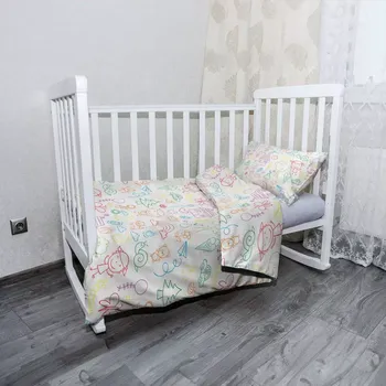 Povlečení Sablio Mikroplyšové povlečení do dětské postýlky Barevná školka - 100x135 / 40x60