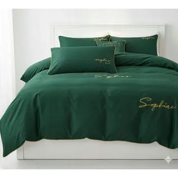 Povlečení Sada povlečení 160x200 mikrovlákno s výšivkou lemovaná měkká zelená