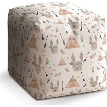 Taburet Sablio Taburet Kostka Zajíci u stanu: 40x40x40 cm - Sablio