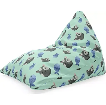 Sedací pytel Sablio Sedací vak Triangl Kočky a rybičky: 120 x 100 x 100 cm - Sablio