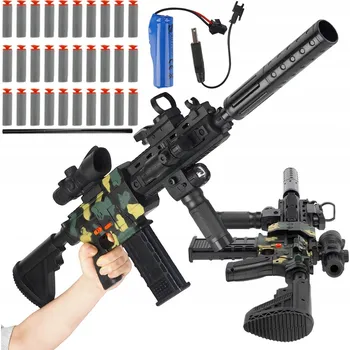 Dětská zbraň HRAČKOVÁ PISTOLE STŘÍLEJÍCÍ PĚNOVÉ NÁBOJE, DOSAH 15M, LASER + AKU