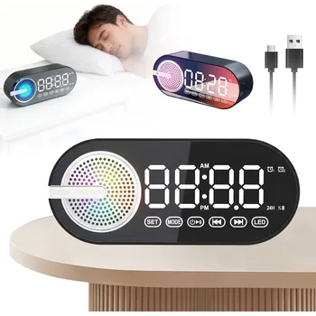 Budík LED BUDÍK SE ZRCADLOVÝM DISPLEJEM, BLUETOOTH REPRODUKTOR, RGB, FM RÁDIO