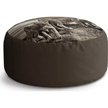 Taburet Sablio Kulatý taburet Circle Lvice a lvíčata: 38x48 cm - Sablio