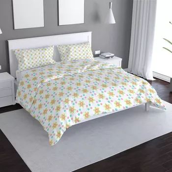 Povlečení Saténové povlečení Barevné kytičky - Sablio - 140x200 / 90x70