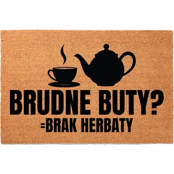 Rohožka KOKOSOVÁ VSTUPNÍ ROHOŽKA 40X60CM KE DVEŘÍM - VTIPNÁ S MOTIVEM ČAJE