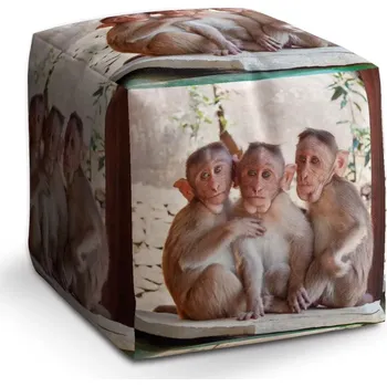 Taburet Sablio Taburet Kostka Opičky: 40x40x40 cm - Sablio