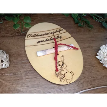 Velikonoční dekorace Dřevěné vejce pro koledníky, 10 x 15cm