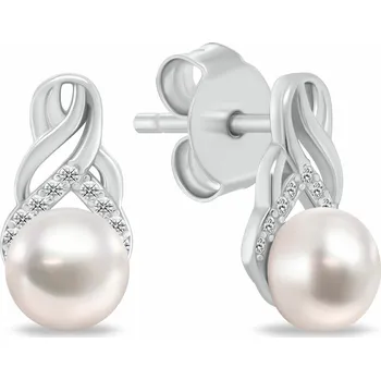 Náušnice Brilio Silver Elegantní stříbrné náušnice s perlami a zirkony EA1248W + 2 měsíce na vrácení zboží