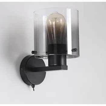 Nástěnné svítidlo Searchlight 88912-1BK Nástěnné svítidlo SWEDEN BLACK kouřové sklo