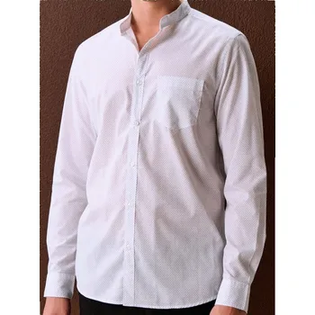 Pánská košile Sinsay - Košile s dlouhým rukávem s puntíky - bílá - 458HS-00X - 458HS-00X-2XL