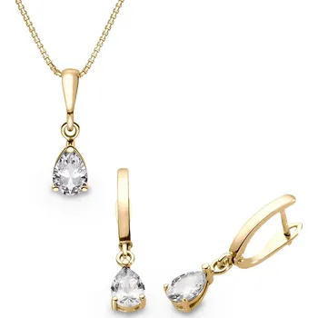 Souprava šperků Souprava náušnic a přívěšku ze žlutého zlata se zirkony 914.90