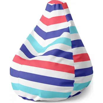 Sedací pytel Sedací vak Pear Barevné veselé pruhy - Sablio - 70 x 95 x 15 cm