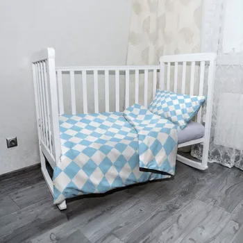 Povlečení Sablio Mikroplyšové povlečení do dětské postýlky Bílomodré kosočtverce - 100x135 / 40x60