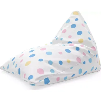 Sedací pytel Sablio Sedací vak Triangl Barevné puntíky na bílé: 120 x 100 x 100 cm - Sablio