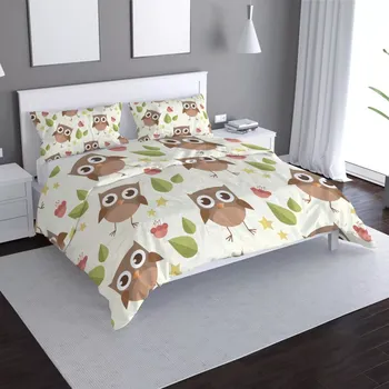 Povlečení Saténové povlečení Sovy - Sablio - 140x200 / 90x70