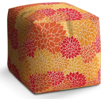 Taburet Sablio Taburet Kostka Barevné květiny: 40x40x40 cm - Sablio