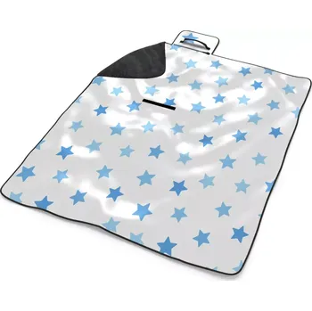 deka Sablio Plážová deka Modré hvězdy na bílé: 200x140 cm