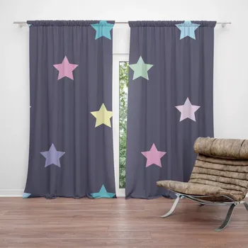 Závěs Sablio Závěsy Hvězdy na modré: 2 ks - 140x250 cm - Sablio