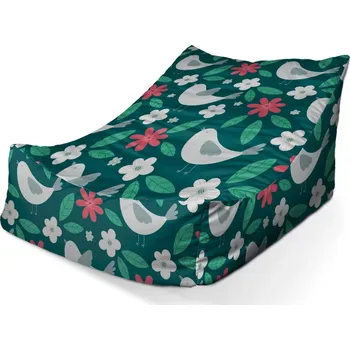 Sedací pytel Sedací vak Lounge Červené kvítí s ptáčky - Sablio - 80 x 95 x 50 cm