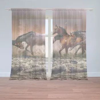 Záclona Sablio Záclony Koně ve vodě: 2 ks - 150x250 cm - Sablio