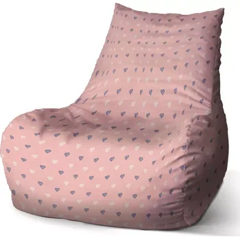 Sedací pytel Sedací vak Bean Srdíčka na růžové - Sablio - 60 x 70 x 70 cm