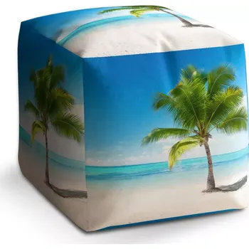 Taburet Sablio Taburet Kostka Palma na pláži: 40x40x40 cm - Sablio