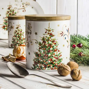 Dóza na potraviny Porcelánová nádoba na jídlo s vánočním stromkem 1,3 l