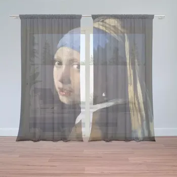 Záclona Sablio Záclony Dívka s perlou - Johannes Vermeer: 2ks 150x250cm