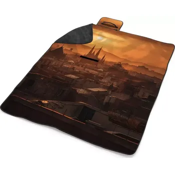 deka Sablio Plážová deka Barcelona Night Skyline: 200x140 cm