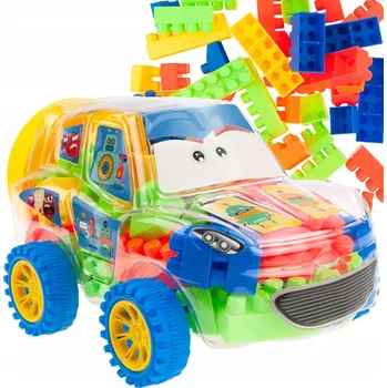 ostatní stavebnice SADA KOSTEK V AUTÍČKU AUTÍČKO S KOSTKAMI STAVEBNICE KREATIVNÍ BAREVNÉ