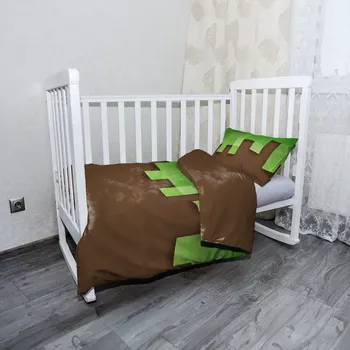 Povlečení Sablio Mikroplyšové povlečení do dětské postýlky Green Blocks 2 - 100x135 / 40x60